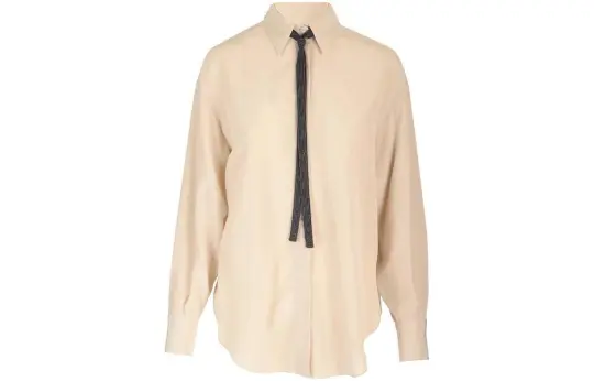 Brunello Cucinelli Beaded tie Silk Shirt