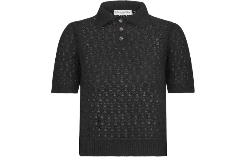 DIOR Macrocannage Polo Shirt POIO Shirt Women's Black