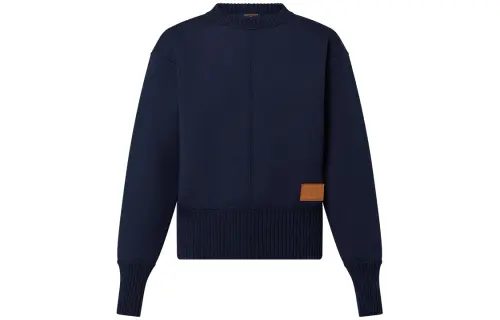 LOUIS VUITTON New Quarterly Products Of LV Cashmere Sweaters Women's Navy Blue Crew Neck Moderate