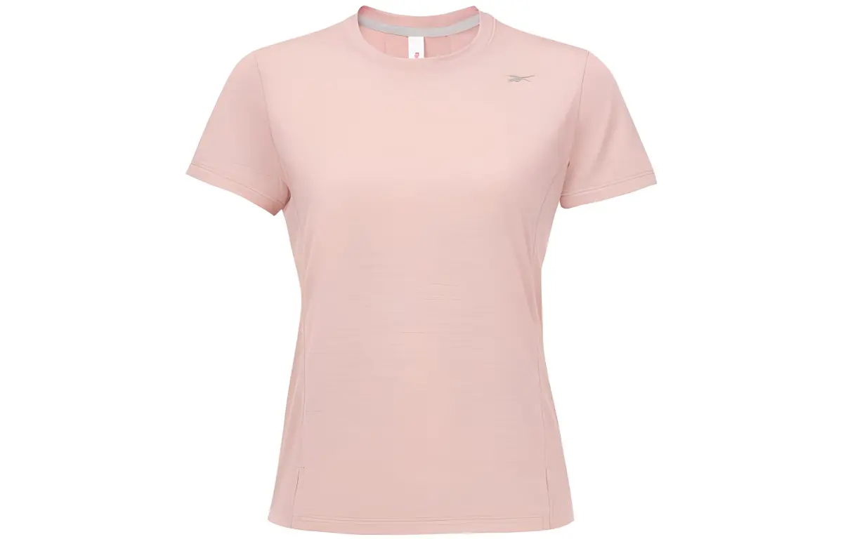 Reebok T-Shirts Women's Light Pink Crew Neck Moderate Nipped-in Waist