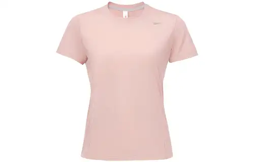 Reebok T Shirts Women's Light Pink Crew Neck Moderate Straight Fit
