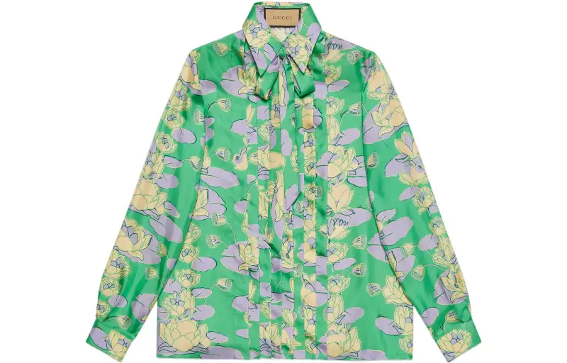 GUCCI Chinese New Year Shirts Women's Green Lapel Moderate Other