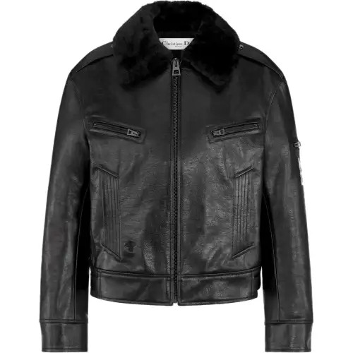 Christian DIOR Logo Graffiti Leather Jacket