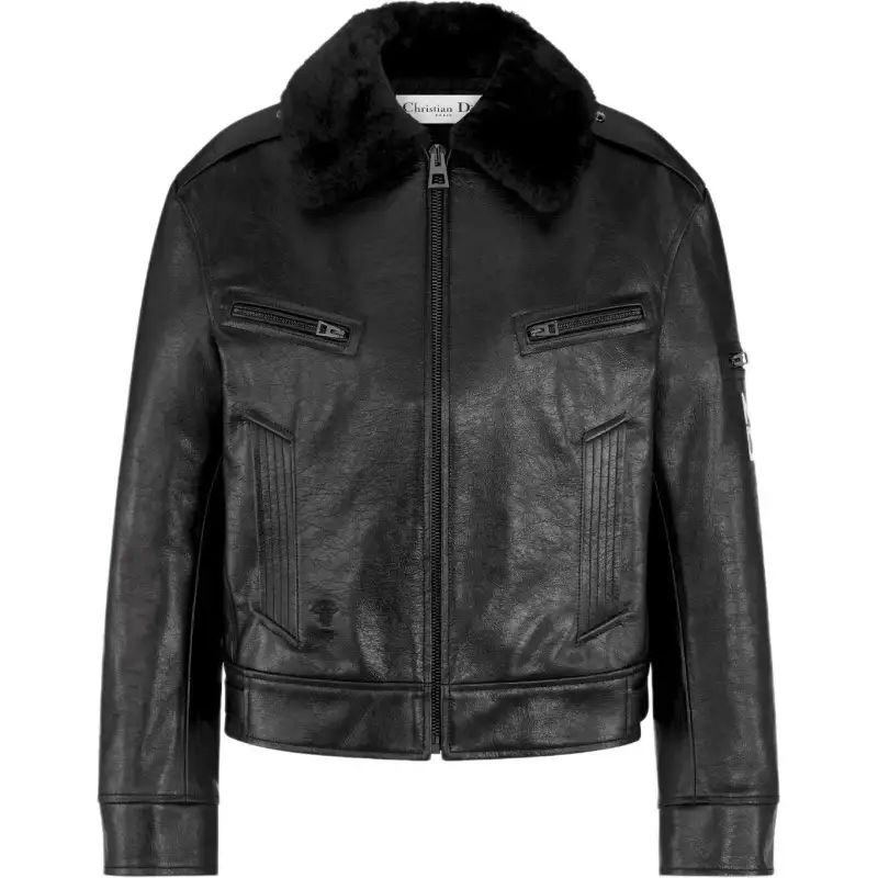 Christian DIOR Logo Graffiti Leather Jacket
