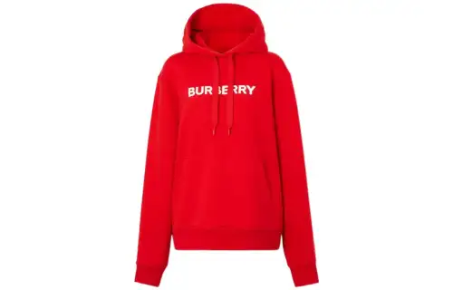 Burberry Logo Print Cotton Hoodie Red