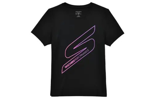 Skechers Letter Print T Shirt Women's Carbon Black