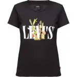 Levis T Shirts Women's Black Crew Neck Moderate Straight Fit