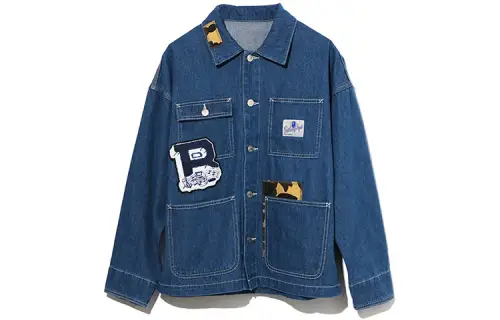 A BATHING APE Bape Shirts Women's Dark Blue Lapel Moderate Denim