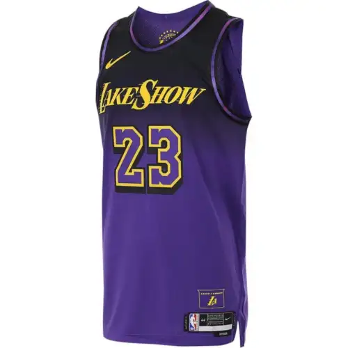 Nike Los Angeles Lakers NBA 24/25 Season Los Angeles Lakers LeBron James No. 23 Au Player Edition Round Neck Pullover Comfortable Sleeveless Basketball Jersey Men's Purple Black