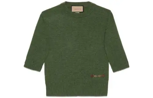 GUCCI Knitwear Women's Green Crew Neck Moderate Other