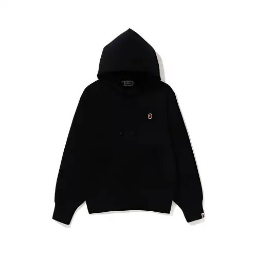 Bape Women's Pigment Dyed One Point Oversized Pullover Hoodie Black