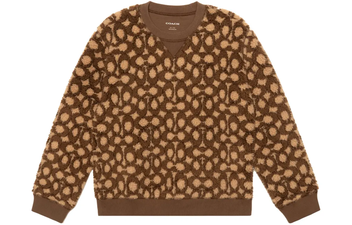 COACH Sweatshirts Women's Brown Crew Neck Moderate Regular
