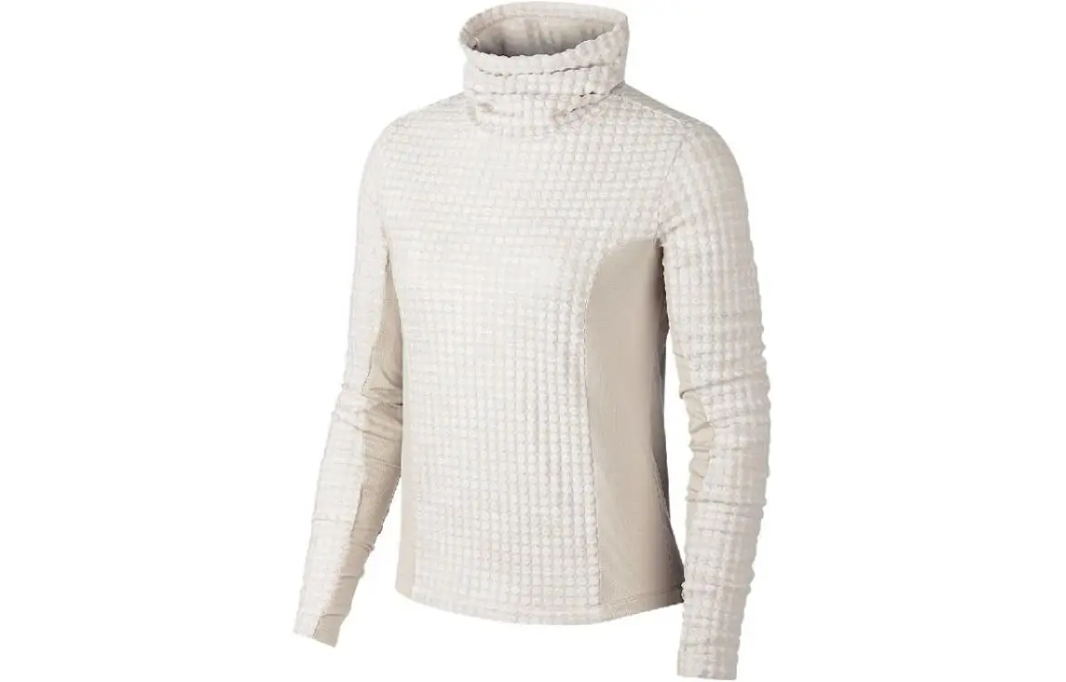 Nike Sweatshirts Women's Ecru Turtleneck Moderate Nipped-in Waist