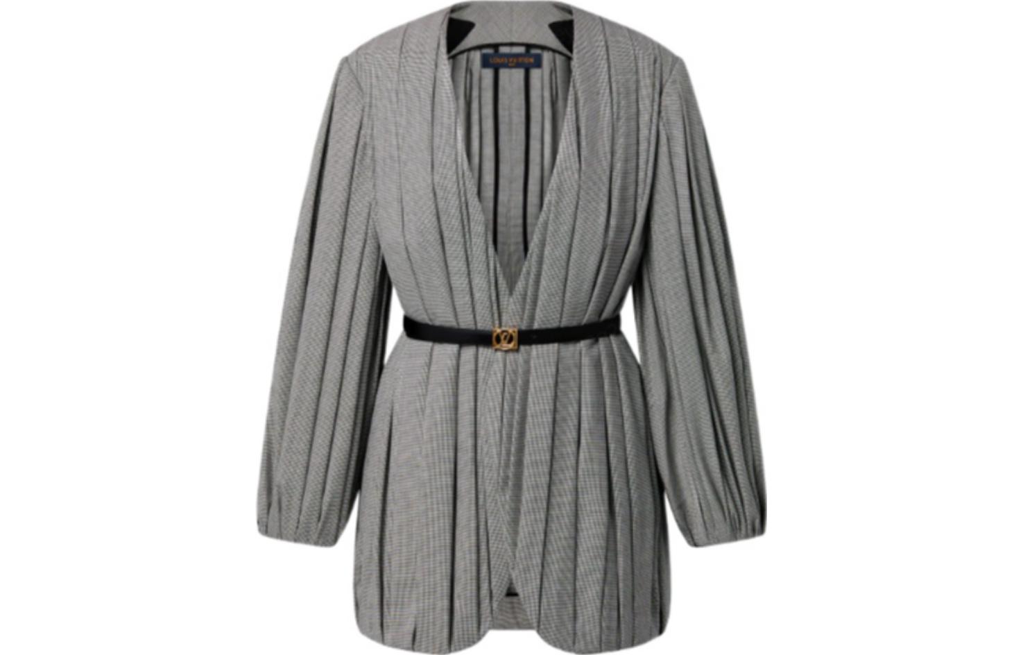 Lv Draped Micro Check Jacket
