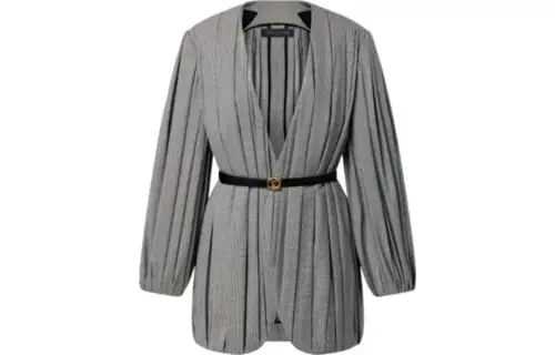 Lv Draped Micro Check Jacket