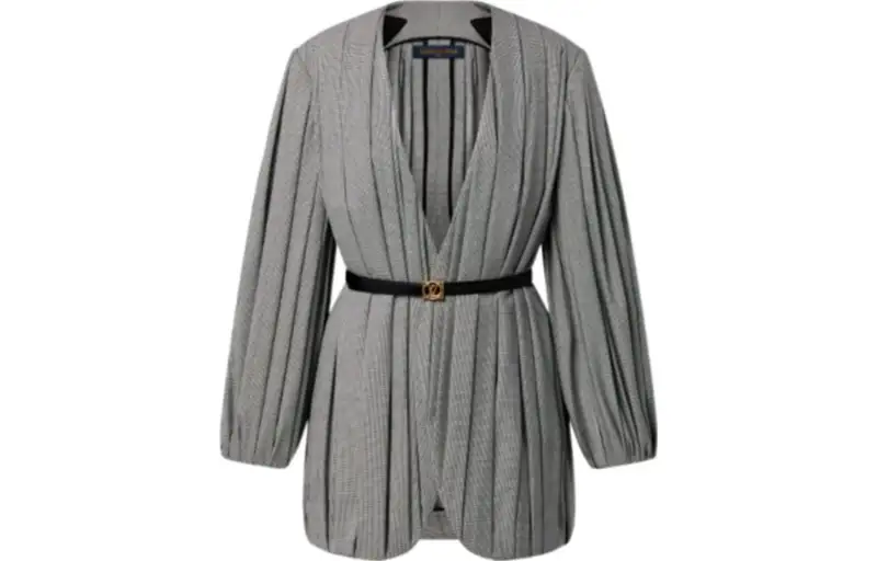Lv Draped Micro Check Jacket
