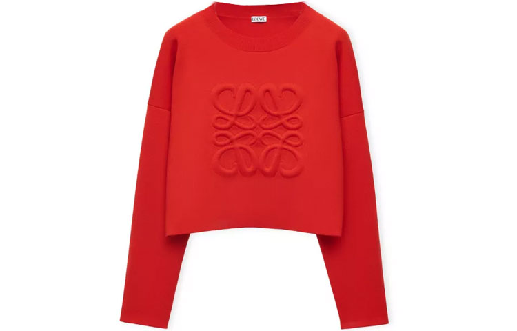 LOEWE Cashmere Sweaters Women's Red Crew Neck Moderate