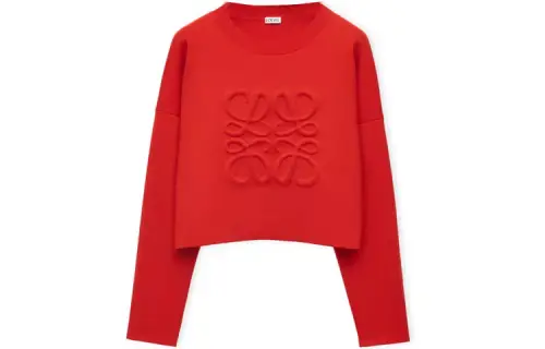 LOEWE Cashmere Sweaters Women's Red Crew Neck Moderate