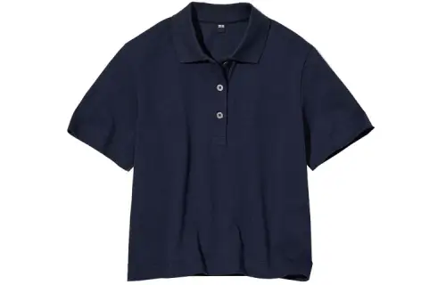 UNIQLO Polo Shirts Women's Navy Blue Polo Collar Moderate Straight Fit