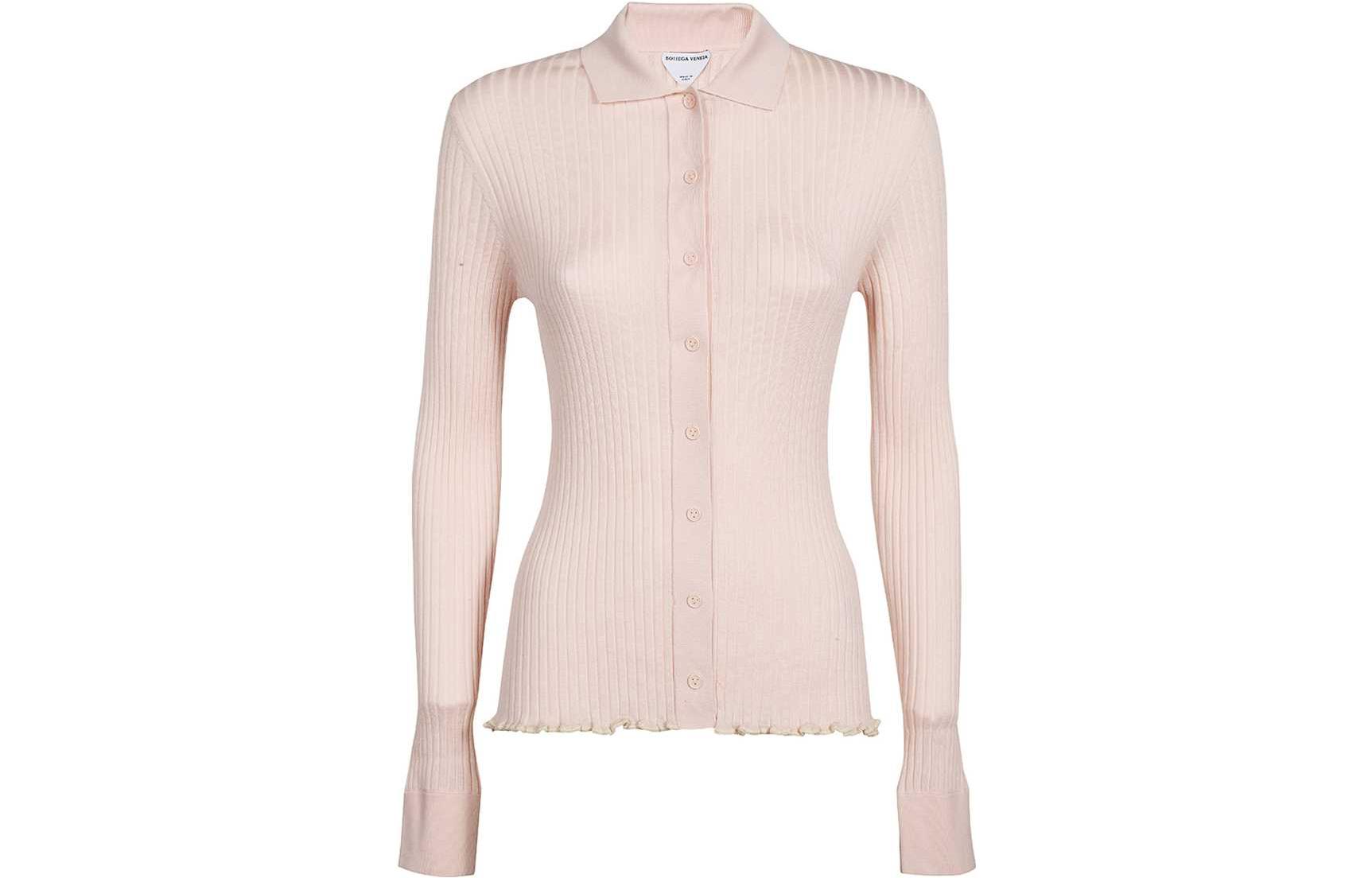 Bottega Veneta Cashmere Sweaters Women's Pink Lapel Moderate