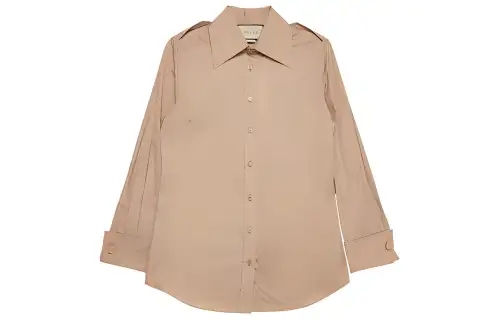 GUCCI Shirts Women's Brown Pointed Collar Moderate Other