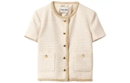 Miu Miu Check-Pattern Cropped Tweed Jacket