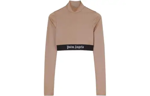 Palm Angels logo-tape cropped T-shirt