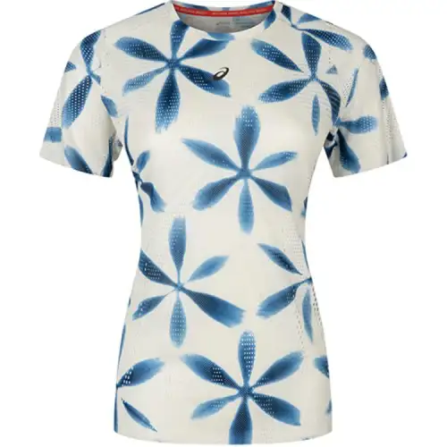 ASICS Women's Running Raglan Sleeve T Shirt Women's Beige/Blue