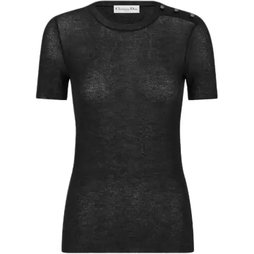 DIOR T Shirts Women's Black Crew Neck Moderate Other