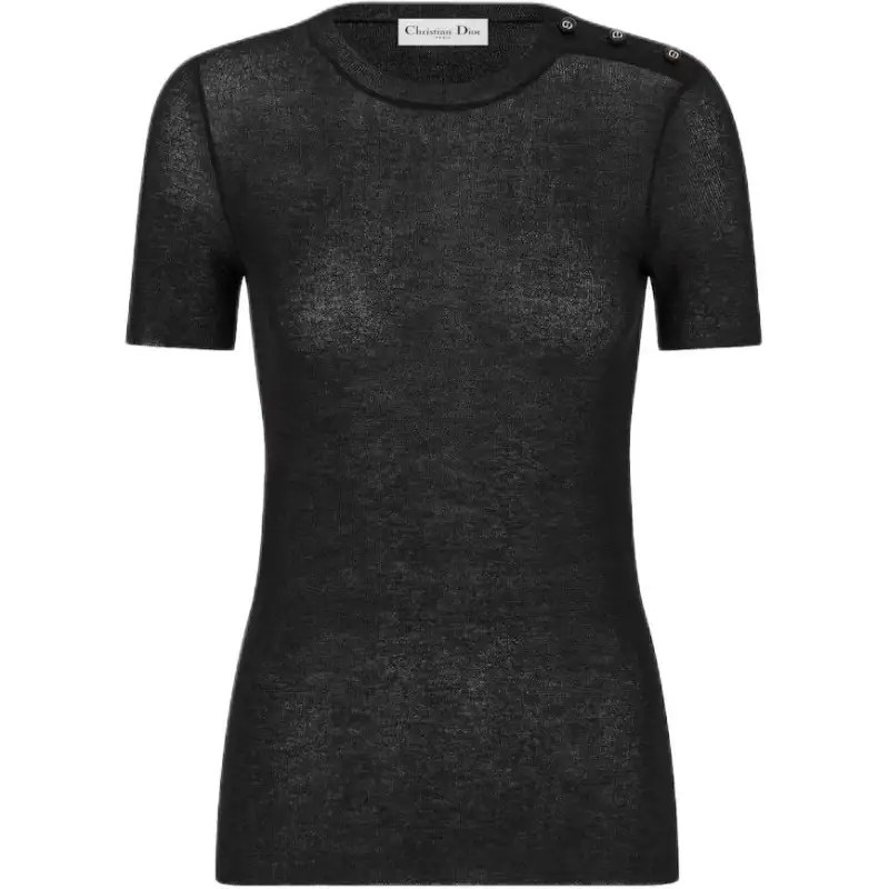 DIOR T Shirts Women's Black Crew Neck Moderate Other