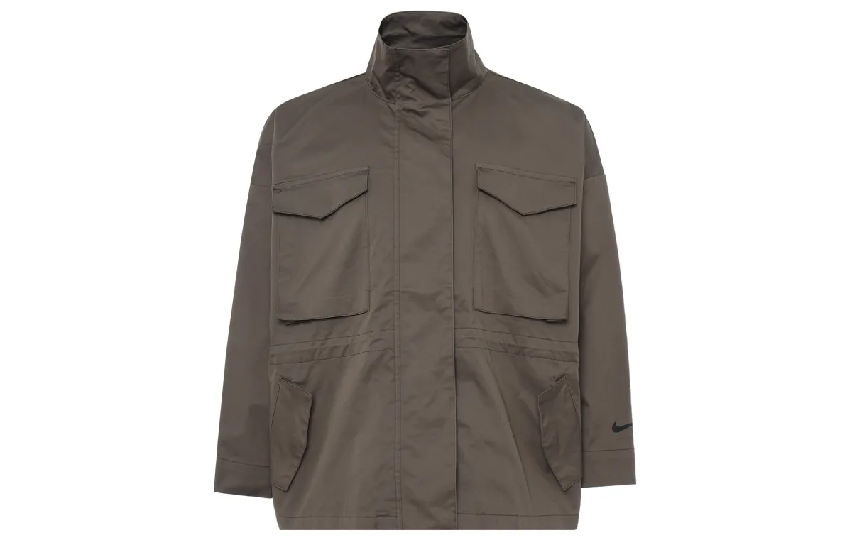 Nike Jackets Women's Dark Brown Stand Collar Moderate Workwear