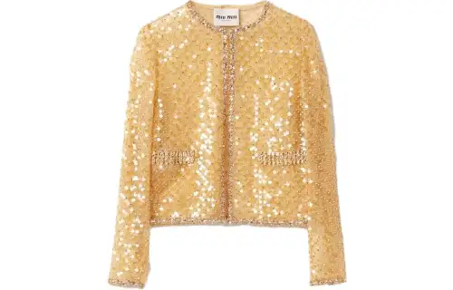 MIU MIU Jackets Women's Yellow Crew Neck Moderate Other