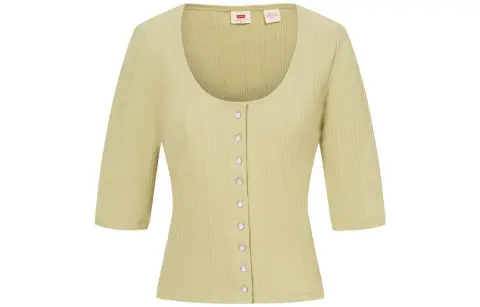 Levi's Knitwear Women's Green Crew Neck Moderate Cardigan
