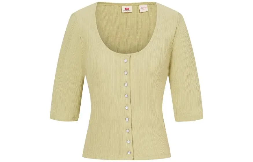 Levi's Knitwear Women's Green Crew Neck Moderate Cardigan