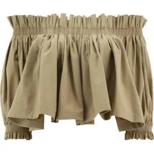 DIOR Gathered Puff Sleeved Cropped Blouse