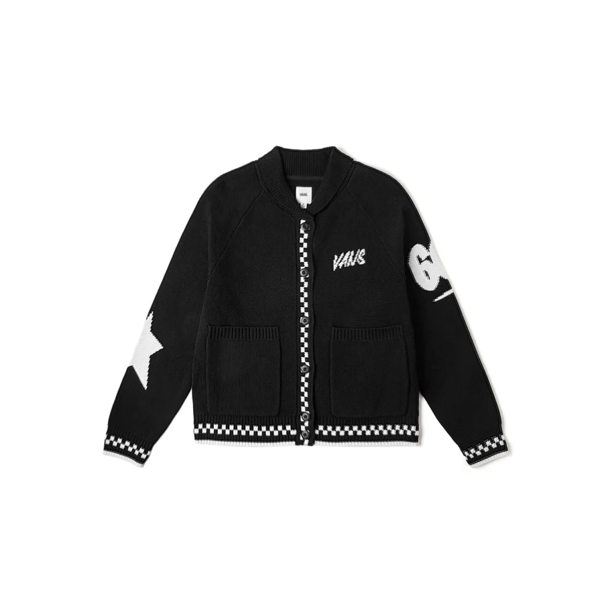 Vans Knitwear Women's Black Lapel Moderate Straight Fit