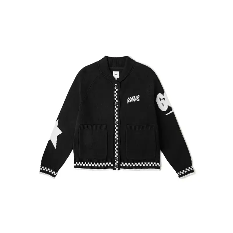 Vans Knitwear Women's Black Lapel Moderate Cardigan