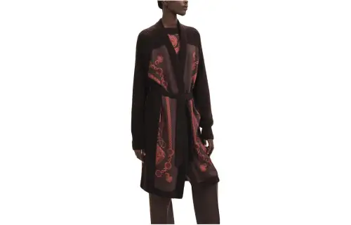 HERMES Knitwear Women's Brown V Neck Moderate Cardigan