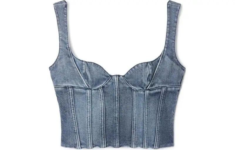 OFF-WHITE Bustier denim cropped top