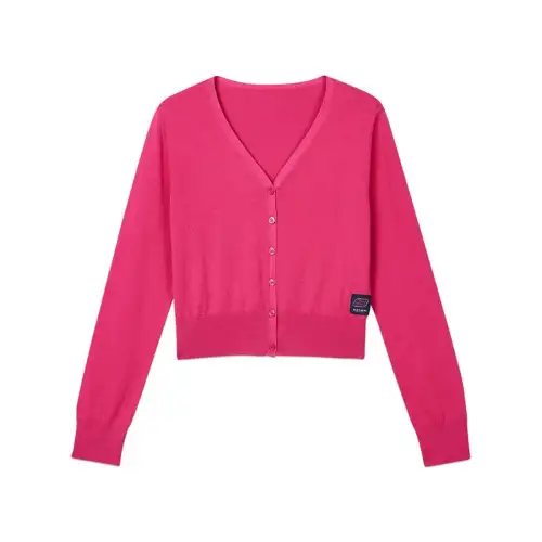 Skechers Colorful Knitwear Women's Beetroot Purple V Neck Moderate Cardigan