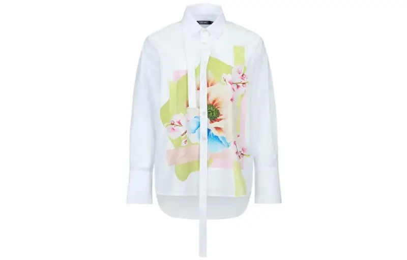 EVISU Shirts Women's White Lapel Moderate Shirt