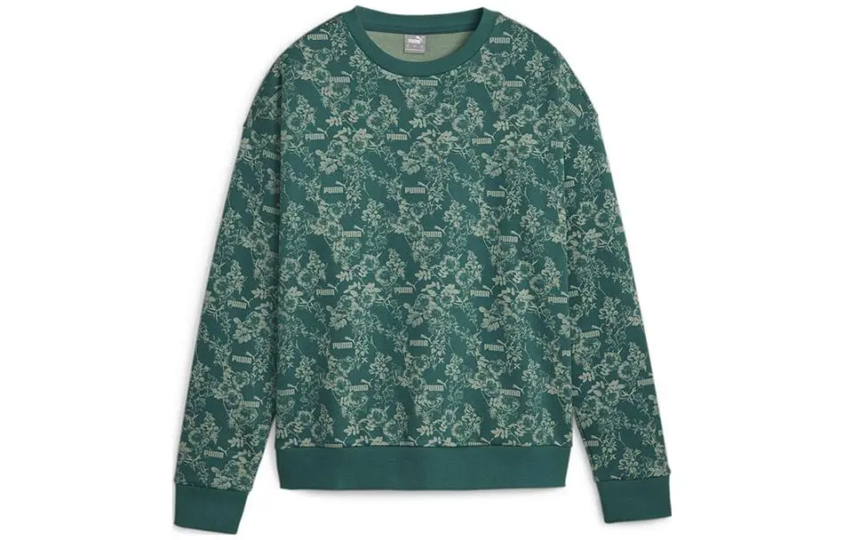 PUMA Sweatshirts Women's Dark Green Crew Neck Moderate Regular