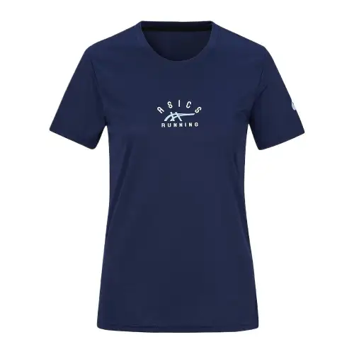 ASICS T Shirts Women's Blue Crew Neck Moderate