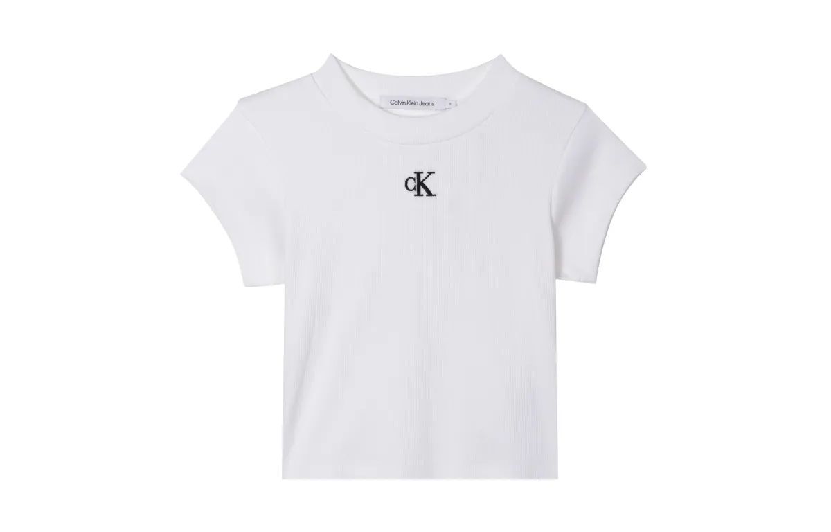 CALVIN KLEIN Set in Sleeve T Shirt Women's White