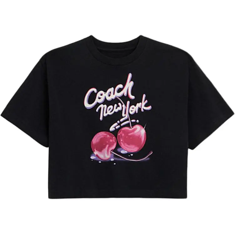 COACH T-Shirts Women's Black Crew Neck Moderate