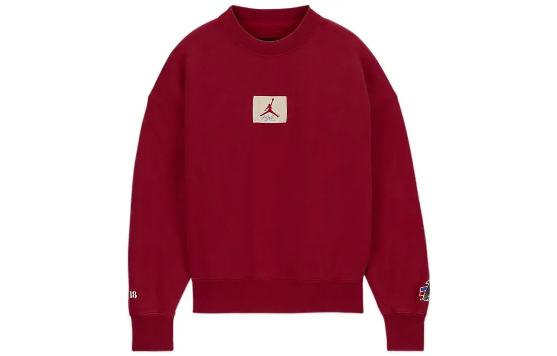 Jordan X Two 18 Sweatshirts Women's Red Crew Neck Moderate Straight Fit