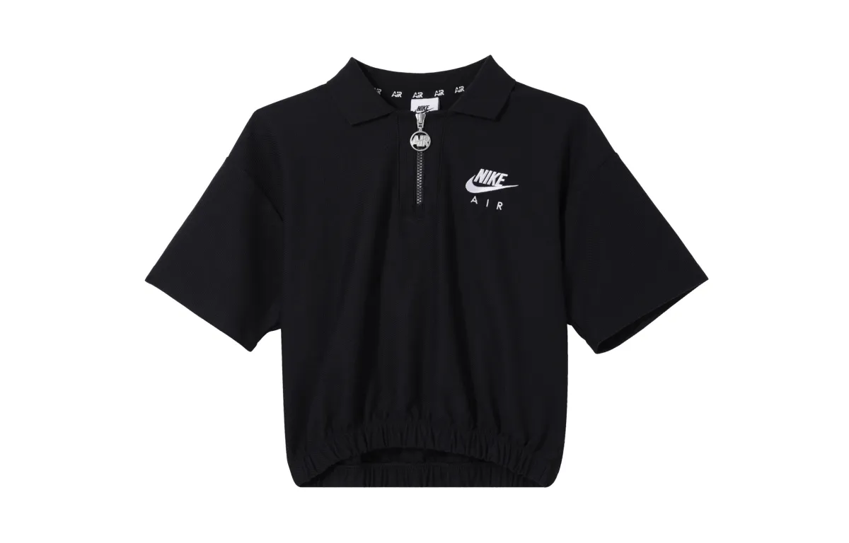 Nike Polo Shirts Women's Black Polo Collar Moderate Nipped-in Waist