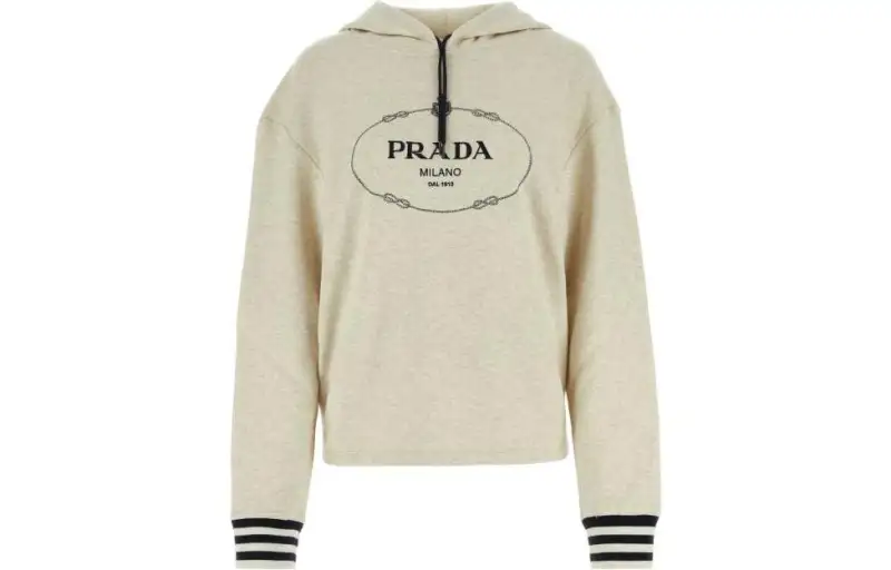 PRADA Sweatshirts Women's Ecru Hooded Moderate Other