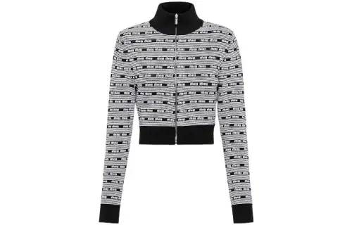 MIU MIU Knitwear Women's Black Stand Collar Moderate Cardigan