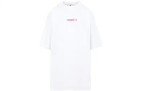 Vetements Logo Label T Shirt 'White/Hot Pink'